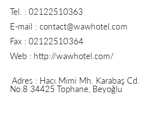 Waw Hotel Galata Port iletiim bilgileri